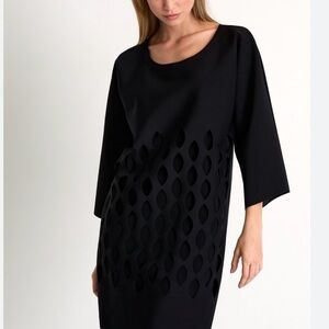 New! SHAN Black Feminine Modern Cocktail Semi Formal Cut Out Dress Sz 8 $525